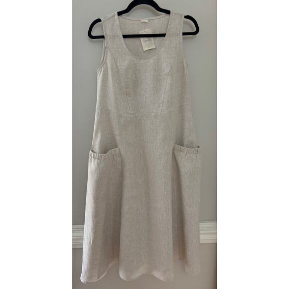 NWT Lintco Minimalist Capsule Lagenlook 100% Linen Beige Swing Tank Dress S/M - Picture 2 of 16